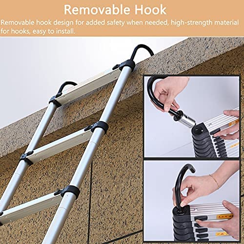 Telescoping Telescopic extension portable - Collap Aluminum Telescopic Extension Ladders 16ft/ 20ft/ 24 Feet/ 28 Feet, Professional Folding Telescoping Ladder with Hooks for Roof Top Tent & Home Loft, - Image 4