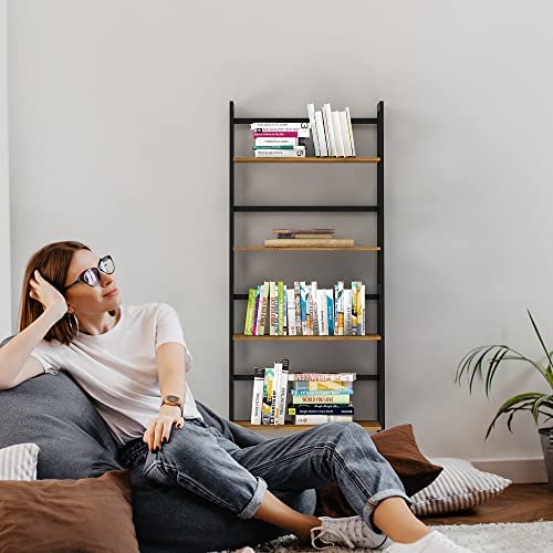 WTZ Book Shelf, Brown Bookshelf, Ladder Bookcase, 4 Tier Tall Book case for Bedroom, Living Room, Office MC-801 - Image 5