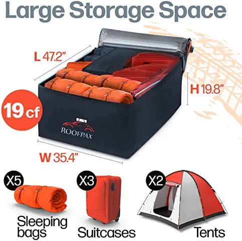 RoofPax 19 cft. Car Rooftop Cargo Carrier Bag, Waterproof Storage - Including Double Zippers, Integrated Mat, 10 Heavy-Duty Tie-Down Straps fit Cars with/Without Roof Top Rack or Side Rails. - Image 7