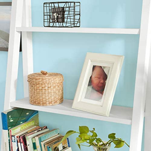 Haotian FRG61-W, White Modern 5 Tiers Ladder Shelf Bookcase, Storage Display Shelving, Wall Shelf - Image 7