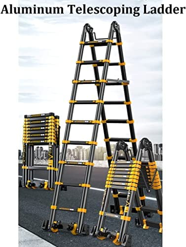 VNABO Ladders Telescoping Ladders A-Frame Aluminum Folding Ladder 18ft/5.5m Portable Home Step Ladders Outdoor Work 150kg/330lbs Household or Outdoor - Image 6
