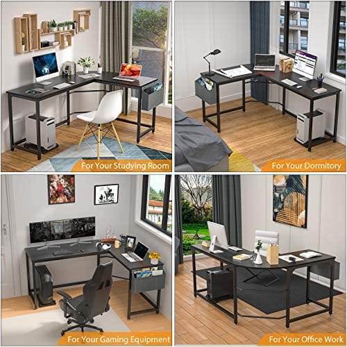 Homfio L Shaped Desk 58’’ Computer Corner Desk Gaming Desk PC Table Writing Desk Large L Study Desk Home Office Workstation Modern Simple Multi-Usage Desk with Storage Bag Space-Saving Wooden Table - Image 6