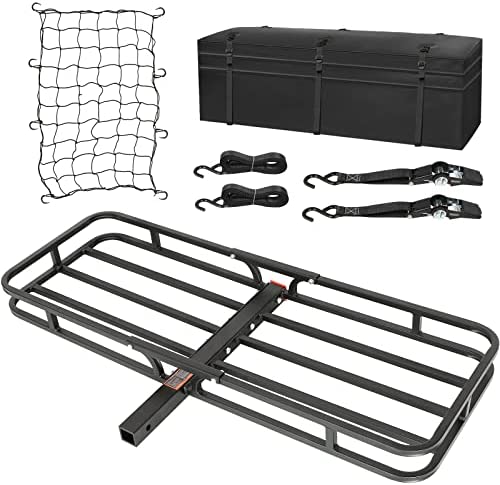 WEIZE Hitch Cargo Carrier, 53 x 19 x 4-1/8 Inch, 500 lbs Capacity Hitch Rack with Waterproof Bag, Compact Hitch Mount Cargo Carrier with Net, Strap and Hitch Tightener, 2 Inch Shank - Image 2