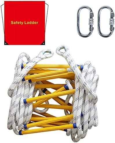 kingwolfox Emergency Fire Escape Ladder Flame Resistant Safety Rope Ladder with Hooks, Fast to Deploy & Easy to Use Compact & Easy to Store Withstand Weight up to 2000 pounds (32FT) - Image 2