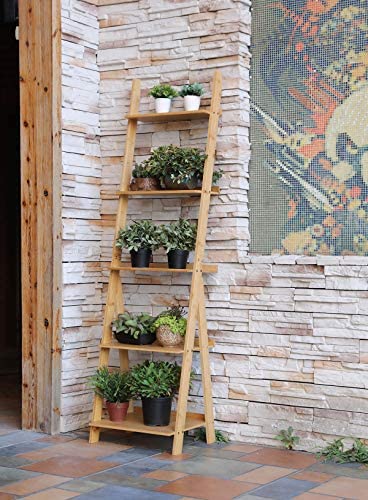 HYNAWIN Corner Ladder Shelf Storage Shelving, 5 Tier Books/CDs/Albums/Files Holder in Living Room Home Office,Simple Assembly - Image 8