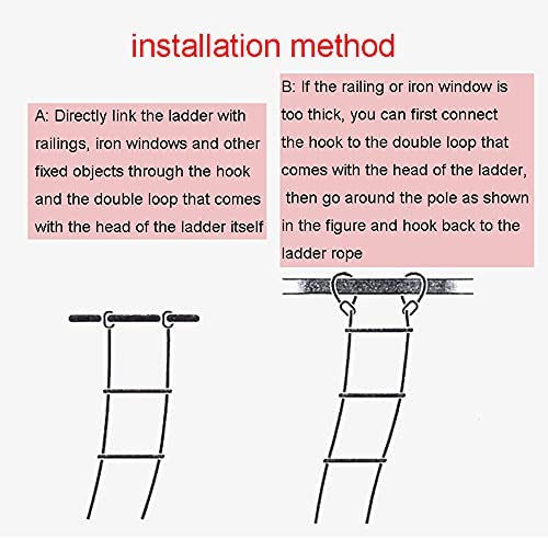 LXDZXY Ladders,Emergency Safety Ladder Fire Escape Rope Ladder, Emergency Fire Escape Ladders with Hook Carabiner for Emergency Fire Escape/Rope Diameter: 20Mm/50M/164Ft - Image 7