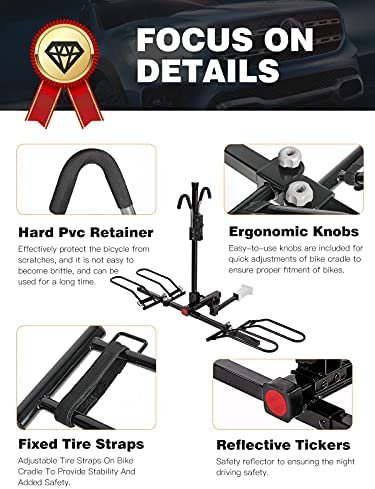 SIMETU&HS Bike Rack Carrier for Car Truck SUV,132 lbs Heavy Weight Capacity - Tray Style Smart Tilting Design (2-Bike Carrier) - Image 6