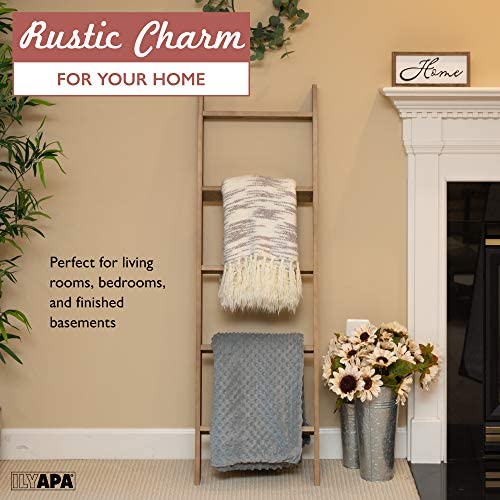 Ilyapa Blanket Ladder for The Living Room - Rustic Decorative Quilt Ladder, Barnwood - Image 4