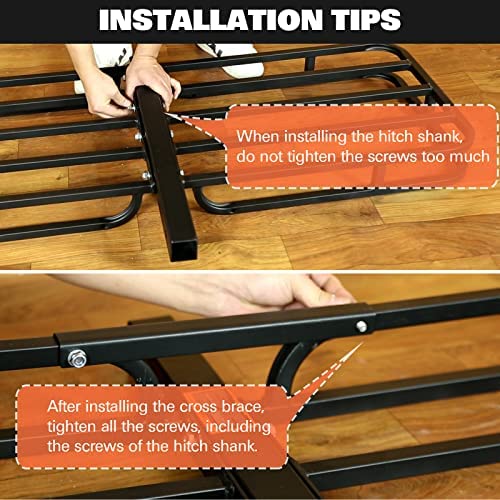 WEIZE Hitch Cargo Carrier, 53 x 19 x 4-1/8 Inch, 500 lbs Capacity Hitch Rack with Waterproof Bag, Compact Hitch Mount Cargo Carrier with Net, Strap and Hitch Tightener, 2 Inch Shank - Image 7