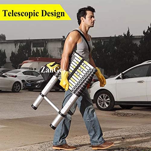 12.5Ft/3.8M Folding Ladder - Aluminum Telescopic Extension Soft Close Climb Folding Step Ladder Extends - Climb Up to Loft or Attic w/Multi-Functional Work Ladders - 150kg Load, En131 Safety - Image 4