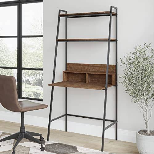 VIFAH District Indoor Metal 2-Tier Ladder w/Desk, 33 x 19.5 x 71, Walnut - Image 6