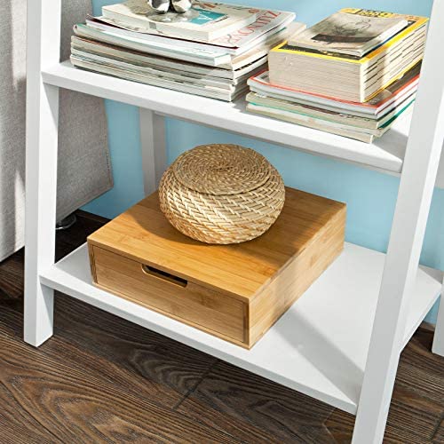 Haotian FRG61-W, White Modern 5 Tiers Ladder Shelf Bookcase, Storage Display Shelving, Wall Shelf - Image 8