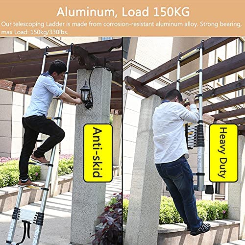 Telescoping Telescopic extension portable - Collap Aluminum Telescopic Extension Ladders 16ft/ 20ft/ 24 Feet/ 28 Feet, Professional Folding Telescoping Ladder with Hooks for Roof Top Tent & Home Loft, - Image 5