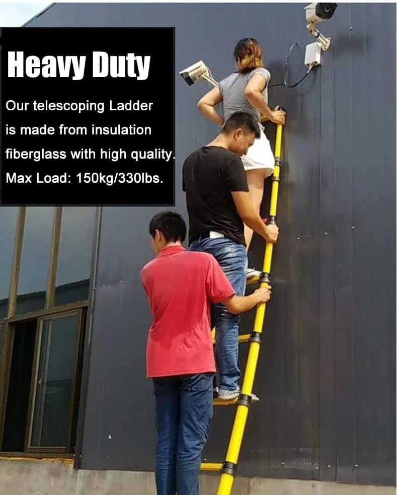 BALAMI Fiberglass Telescoping Ladder with Hook 5m/4.5m/4m/3.5m/3m/2.5m/2m Extension Ladder Extend Climb Telescopic Ladders for Home Roof Electrical Work Interesting Life Convenient (Size : 3.5m/11.5f - Image 7