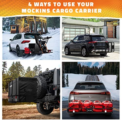 Mockins 60x24x6 XL Folding Cargo Carrier Hitch Mount 500lb Capacity Hitch Rack & Waterproof Cargo Bag Straps,Locks,Net,Stabilizer Trailer Hitch Cargo Carrier | Hitch Mount Cargo Carrier Cargo Trailer - Image 5