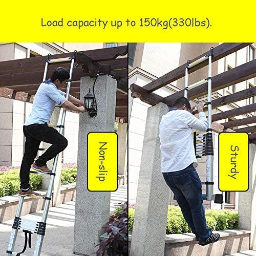 Ladders,12 Ft/ 15 Ft/ 18 Ft/ 20 Ft Long Telescoping Ladder with Hooks, Portable Folding Alumiladders for Home Office Garden Roof Loft Use, Load 150 Kg/6.2M/20 Ft - Image 9