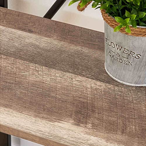 BON AUGURE Industrial 5 Tier Ladder Bookshelf, Wood and Metal Ladder Shelf Bookcase, Farmhouse Leaning Shelves for Living Room (Vintage Oak) - Image 4