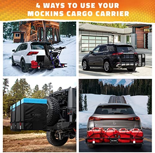 Mockins 60"x24"x6" XL Heavy Duty Trailer Hitch Cargo Carrier Hitch Mount |500lb Cap. Folding Receiver Hitch Cargo Rack w/Waterproof 25 Cu Hitch Cargo Carrier Bag |Fits 2" Cargo Hitch Receiver - Image 6