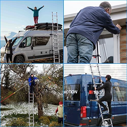 15.5 FT Stainless Steel Telescoping Ladder, MEANFUN Collapsible Extension Loft Ladder with One-Button Retraction, Slow-Close Design Anti-Pinch Compact Ladder for homeowners or DIYs, 330 LB Capacity - Image 6