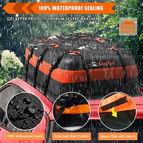 MeeFar Car Roof Bag XBEEK Rooftop top Cargo Carrier Bag 20 Cubic feet Waterproof for All Cars with/Without Rack, Includes Anti-Slip Mat, 10 Reinforced Straps, 6 Door Hooks, Luggage Lock - Image 8
