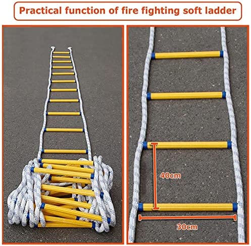 Rescue Household Rope Ladder Abrasion Resistant Anti-Slip Soft Ladder Outdoor Climbing Safety Escape Devices Reusable Fire Escape Ladders Weight Capacity Up to 420KG,50m/164ft - Image 6