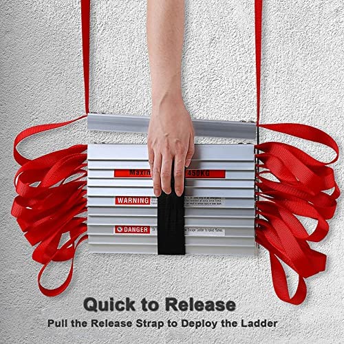 GIZMIT Retractable Fire Escape Ladder 2-6 Story Homes, Portable Emergency Fire Ladder with Wide Aluminum Steps for Adults and Kids Window Exit,10M/32FT - Image 9