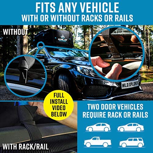 Car Rooftop Cargo Carrier Bag XXL: 6 Suitcase Universal Car Top Carrier Without Roof Rack - Car Topper Luggage Carrier Waterproof - Car Roof Bag - Luggage Rack SUV -6 Hooks,Mat,Storage Roof Cargo Bag - Image 5
