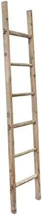 Sagebrook Home Rectangle Fir Wood Storage 6 Rung Ladder Home Furnishings Decorative Home Decor Storage Accents, Interior Decoration Items and Accessories, 76" H, Brown - Image 2
