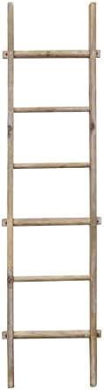 Sagebrook Home Rectangle Fir Wood Storage 6 Rung Ladder Home Furnishings Decorative Home Decor Storage Accents, Interior Decoration Items and Accessories, 76" H, Brown - Image 4