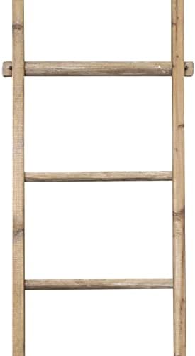 Sagebrook Home Rectangle Fir Wood Storage 6 Rung Ladder Home Furnishings Decorative Home Decor Storage Accents, Interior Decoration Items and Accessories, 76" H, Brown - Image 5