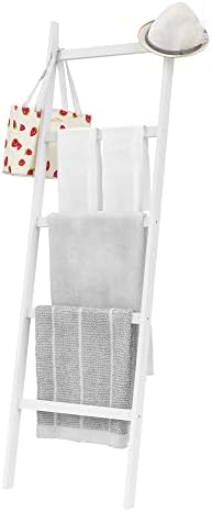 WTZ Blanket Ladder, 5-Layer Towel Racks, Blanket Holder with Anti-Slip Construction Home Decor, Decorative Blanket, Quilt, Towel, Scarf Ladder Shelves for Livingroom, Bedroom, Bathroom, White - Image 2