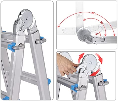 Varbucamp Little Giant Ladder, 10FT Adjustable Multi-Position Aluminum Ladder Telescoping Ladder with Non-Slip Rubber Feet for Home and Working Indoor Outdoor - Image 6