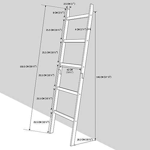 WTZ Blanket Ladder, 5-Layer Towel Racks, Blanket Holder with Anti-Slip Construction Home Decor, Decorative Blanket, Quilt, Towel, Scarf Ladder Shelves for Livingroom, Bedroom, Bathroom, White - Image 3