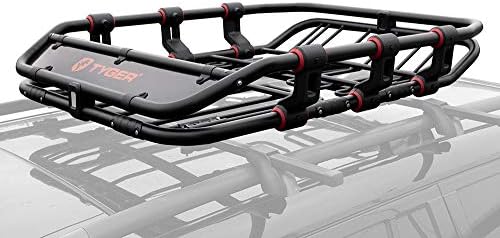 Tyger Auto TG-RK1B976B Super Duty Roof Cargo Basket (L 52" x W 41" x H 8") Luggage Carrier Rack | with Wind Fairing, Black - Image 3