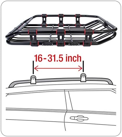 Tyger Auto TG-RK1B976B Super Duty Roof Cargo Basket (L 52" x W 41" x H 8") Luggage Carrier Rack | with Wind Fairing, Black - Image 4