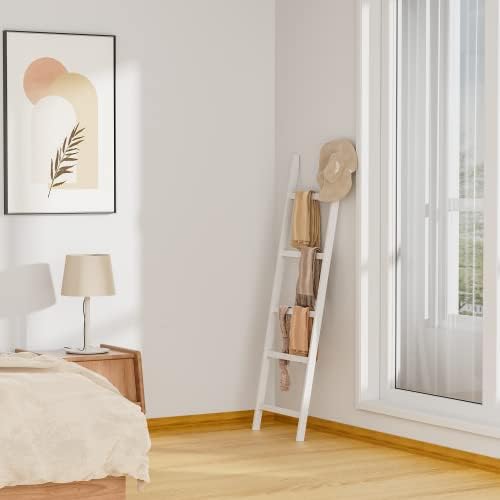WTZ Blanket Ladder, 5-Layer Towel Racks, Blanket Holder with Anti-Slip Construction Home Decor, Decorative Blanket, Quilt, Towel, Scarf Ladder Shelves for Livingroom, Bedroom, Bathroom, White - Image 6