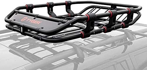 Tyger Auto TG-RK1B976B Super Duty Roof Cargo Basket (L 52" x W 41" x H 8") Luggage Carrier Rack | with Wind Fairing, Black - Image 2