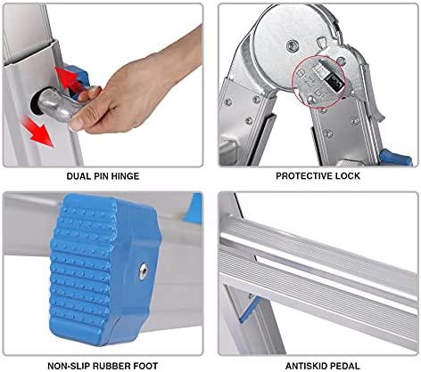 Varbucamp Little Giant Ladder, 10FT Adjustable Multi-Position Aluminum Ladder Telescoping Ladder with Non-Slip Rubber Feet for Home and Working Indoor Outdoor - Image 5