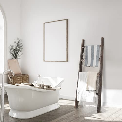 KIAYACI 4-Tier Blanket Ladder Leaning Bookshelf Bathroom Shelving Decorative Ladder Wood Shelf Blanket Ladders for The Living Room Boho Shelves(Vintage Walnut, 53" x 22") - Image 6