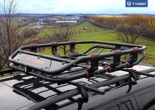 Tyger Auto TG-RK1B976B Super Duty Roof Cargo Basket (L 52" x W 41" x H 8") Luggage Carrier Rack | with Wind Fairing, Black - Image 7
