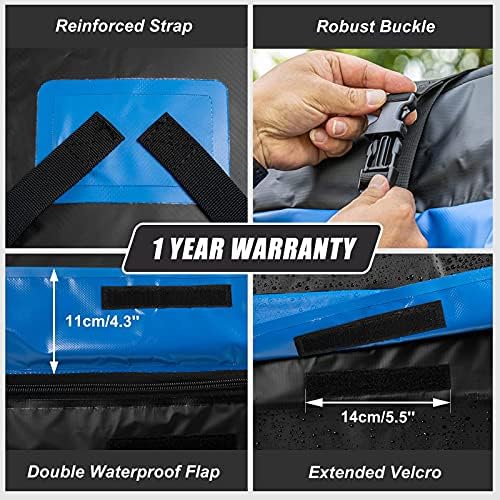 CZC AUTO 15 Cubic Feet Car Rooftop Cargo Carrier Heavy Duty Bag, Soft Roof Top Luggage Bag with Waterproof Zip, Storage Bag & Anti-Slip Mat Fits All Cars SUV with/Without Rack, Black-Blue - Image 4