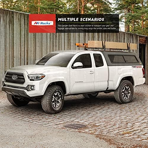 AA-Racks Model DX36 Universal Pickup Truck Cap & Topper 2 Bar Ladder Roof Van Rack System Adjustable Steel Cross Bars - Sandy Black - Image 7