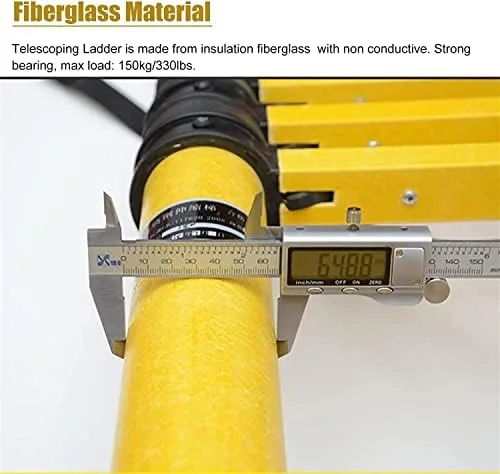 BALAMI Fiberglass Extension Ladder 5m/4.5m/4m/3.5m/3m/2.5m/2m Tall Non-Conductive Telescopic Telescoping Ladders with Finger Protection Load 150kg Interesting Life (Convenient (Size : 3m/9.8ft) - Image 4