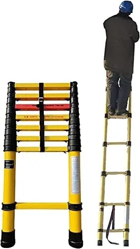 BALAMI Fiberglass Extension Ladder 5m/4.5m/4m/3.5m/3m/2.5m/2m Tall Non-Conductive Telescopic Telescoping Ladders with Finger Protection Load 150kg Interesting Life (Convenient (Size : 3m/9.8ft) - Image 2
