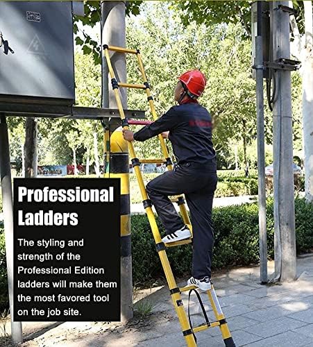 BALAMI Fiberglass Extension Ladder 5m/4.5m/4m/3.5m/3m/2.5m/2m Tall Non-Conductive Telescopic Telescoping Ladders with Finger Protection Load 150kg Interesting Life (Convenient (Size : 3m/9.8ft) - Image 7