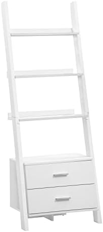 Monarch Specialties , Bookcase, Ladder with 2-Storage Drawers, White, 69"H - Image 2