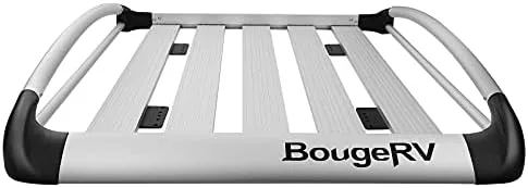 BougeRV Anti-Rust Rooftop Cargo Basket 47''x40'' Lightweight Aluminum Universal Roof Basket 150LBS Load Capacity Roof Rack Basket Cargo Carrier with Wind Fairing, Fit for SUV Truck Cars, Silver - Image 2