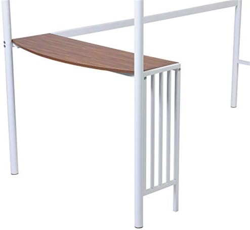 Desk with Shelves Desk with Shelves Twin Metal Bunk Bed with Desk, Ladder and Guardrails, Loft Bed for Kids, Toddlers, Boys and Girls Bedroom, White Study Desk with Storage - Image 4