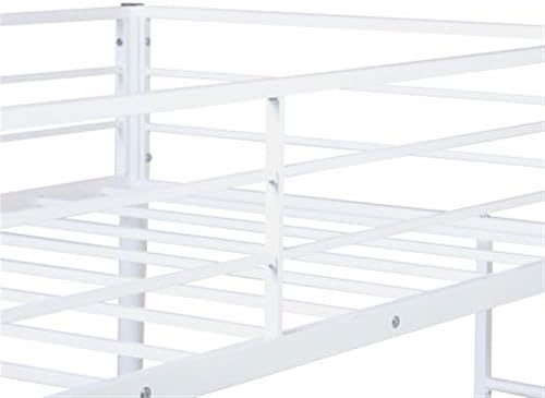 Desk with Shelves Desk with Shelves Twin Metal Bunk Bed with Desk, Ladder and Guardrails, Loft Bed for Kids, Toddlers, Boys and Girls Bedroom, White Study Desk with Storage - Image 5