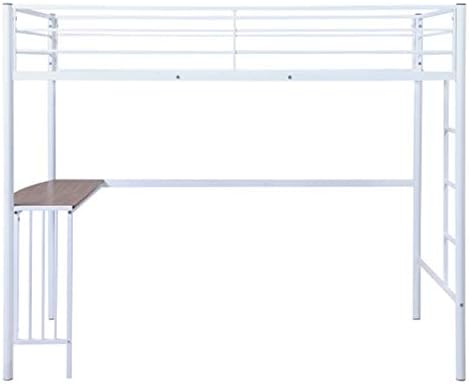 Desk with Shelves Desk with Shelves Twin Metal Bunk Bed with Desk, Ladder and Guardrails, Loft Bed for Kids, Toddlers, Boys and Girls Bedroom, White Study Desk with Storage - Image 2